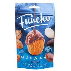 Миндаль в белой, молочной и темной глазури FUNCHO ассорти, 100 г, 26608