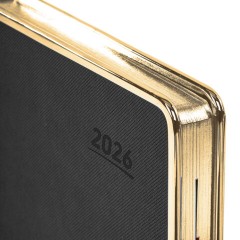 Ежедневник датированный 2026 А5 148х218 мм, GALANT "Infinity Gold", под кожу, черный, 117500 - фото 4