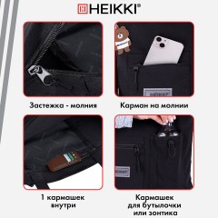 Сумка шоппер HEIKKI EQUIP (ХЕЙКИ), канвас, карман для бутылки, 38х35 см, черный, 272442 - фото 11