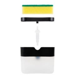 Диспенсер/дозатор для моющего средства, органайзер + губка, ЧЕРНЫЙ, 7х14х11 см, ЛЮБАША, 700040 - фото 4