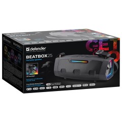 Колонка портативная DEFENDER Beatbox 25, 25 Вт, 3000 мАч, Bluetooth, FM, Type-C, черная, 65325 - фото 17