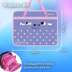 Папка на молнии с ручками BRAUBERG А4, 1 отделение, пластик, 80 мм, "Meow", 272163 Папка на молнии с ручками BRAUBERG А4, 1 отделение, пластик, 80 мм, "Meow", 272163 - фото 10