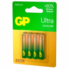 Батарейки КОМПЛЕКТ 4 шт., GP Ultra G-Tech, AAA (LR03, 24А), алкалиновые, мизинчиковые, 24AUA21-2CRSBC4 Батарейки КОМПЛЕКТ 4 шт., GP Ultra G-Tech, AAA (LR03, 24А), алкалиновые, мизинчиковые, 24AUA21-2CRSBC4 - фото 4