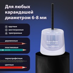 Точилка электрическая BRAUBERG DOUBLE BLADE WHITE, двойное лезвие, питание от 2 батареек, 271337 - фото 13