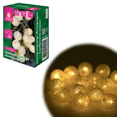 Электрогирлянда-нить комнатная 1,8 м, 16 LED, с насадками, вид: "Шарики", серебро, тёплый белый, на батарейках, ЗОЛОТАЯ СКАЗКА, 592559