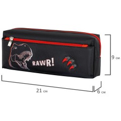 Пенал мягкий BRAUBERG, 2 отделения, полиэстер, "Roar", черный, 21х9х6 см, 272347 - фото 5
