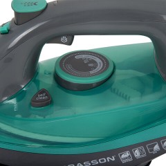 Утюг паровой BRASSON (БРАССОН) SI-2550, 2400 Вт, керамика, автоотключение, антикапля, ШНУР 2,8 м, самоочистка, графит/бирюзовый, 458309 - фото 6