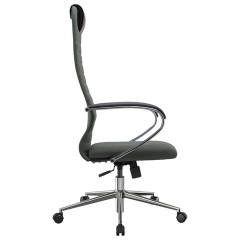 Кресло офисное МЕТТА "SU-B-10" хром, ткань-сетка, сиденье и спинка мягкие, темно-серое - фото 4