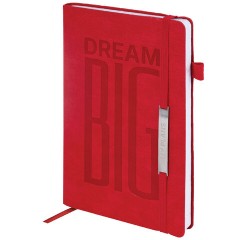 Ежедневник недатированный А5 138х213 мм BRAUBERG "BeStyle", под кожу, резинка, держатель, 160 л., красный, 116217