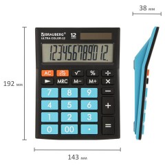 Калькулятор настольный BRAUBERG ULTRA COLOR-12-BKBU (192x143 мм), 12 разрядов, двойное питание, ЧЕРНО-ГОЛУБОЙ, 250497 Калькулятор настольный BRAUBERG ULTRA COLOR-12-BKBU (192x143 мм), 12 разрядов, двойное питание, ЧЕРНО-ГОЛУБОЙ, 250497 - фото 3