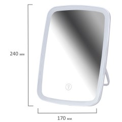 Зеркало настольное с LED-подсветкой для макияжа, 24х17 см, 3 режима свечения, аккумулятор 800 mAh, цвет белый, WBZ (ВБЗ), 609333 - фото 9