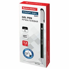 Ручка гелевая BRAUBERG "Profi-Gel SOFT", ЧЕРНАЯ, линия письма 0,4 мм, стандартный наконечник 0,5 мм, прорезиненный корпус SOFT-TOUCH, 144129 - фото 9