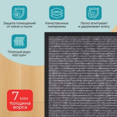 Коврик придверный 60х90 см, СЕРЫЙ, влаго-грязезащитный, 450 г/м2, ребристый, PRIMILA (ПРИМИЛА) EXTRA, 701024 Коврик придверный 60х90 см, СЕРЫЙ, влаго-грязезащитный, 450 г/м2, ребристый, PRIMILA (ПРИМИЛА) EXTRA, 701024 - фото 9