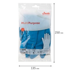 Перчатки VILEDA PROFESSIONAL многоцелевые латексные, МНОГОРАЗОВЫЕ, х/б напыление, ПРОЧНЫЕ, S (малый), синий, 174350 - фото 12