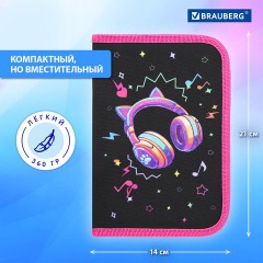 Пенал BRAUBERG с наполнением, 1 отделение, 1 откидная планка, 24 предмета, 21х14 см, "Headphones", 273531 - фото 14