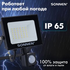 Прожектор светодиодный с датчиком движения 30 Вт, 6500 К, 2400 Лм, 30 м2, IP65, 161х146х51 мм, черный, SONNEN, 238417 Прожектор светодиодный с датчиком движения 30 Вт, 6500 К, 2400 Лм, 30 м2, IP65, 161х146х51 мм, черный, SONNEN, 238417 - фото 9