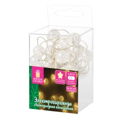 Электрогирлянда-нить комнатная "Жемчужины", 2 м, 20 LED, тёплый белый, батарейки, ЗОЛОТАЯ СКАЗКА, 592849 - фото 3
