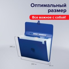 Папка-портфель пластиковая BRAUBERG А4 (332х245х35 мм), 13 отделений, синяя, 221379 Папка-портфель пластиковая BRAUBERG А4 (332х245х35 мм), 13 отделений, синяя, 221379 - фото 5