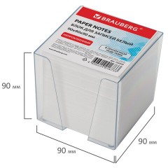 Блок для записей BRAUBERG в подставке прозрачной, куб 9х9х9 см, белый, белизна 95-98%, 122223 - фото 4