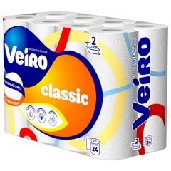 Бумага туалетная бытовая, спайка 24 шт., 2-х слойная (24х15 м), VEIRO Classic, белая, 5с224 - фото 8