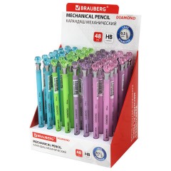 Карандаш механический 0,5 мм, BRAUBERG "Diamond", корпус ассорти, хромированные детали, 181416 - фото 10