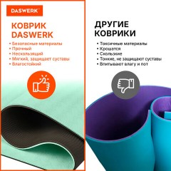 Коврик для йоги и фитнеса спортивный двухцветный, ТПЭ, 183x61x0,6 см, светло-зеленый/чёрный, DASWERK (ДАСВЕРК), 680031 - фото 10