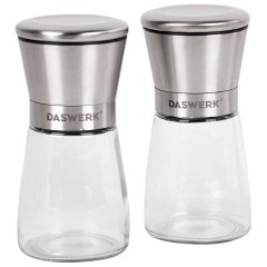 Мельница для специй, НАБОР 2 штуки, механические, нержавеющая сталь, DASWERK (ДАСВЕРК), 456628