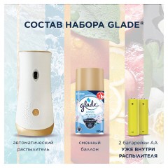 Освежитель воздуха диспенсер автоматический со сменным баллоном 269 мл, GLADE "Свежесть белья", 864988 Освежитель воздуха диспенсер автоматический со сменным баллоном 269 мл, GLADE "Свежесть белья", 864988 - фото 4