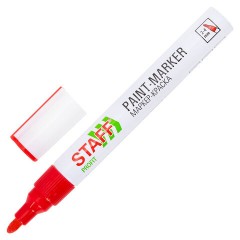 Маркер-краска лаковый (paint marker) 2-4 мм, КРАСНЫЙ, НИТРО-ОСНОВА, STAFF PROFIT, для любых поверхностей, 152582 - фото 2