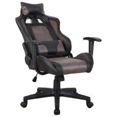 Кресло компьютерное BRABIX "GT Racer GM-100", две подушки, ткань, экокожа, черное/коричневое, 531819 - фото 3