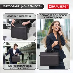 Сумка портфель BRAUBERG PRACTICAL с отделением для ноутбука 15,6", Grey line, черная, 29х40х7 см, 272604 - фото 16
