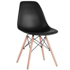 Стулья BRABIX "Eames CF-010", КОМПЛЕКТ 4 шт., пластик черный, опоры дерево/металл, 532631, 2033A - фото 2