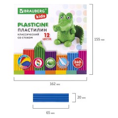 Пластилин классический BRAUBERG KIDS, 12 цветов, 240 г, стек, ВЫСШЕЕ КАЧЕСТВО, 106436 - фото 6