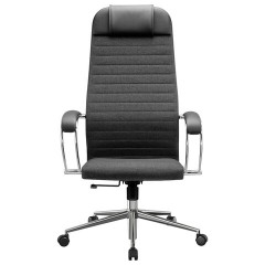 Кресло офисное МЕТТА "К-27" хром, ткань, сиденье и спинка мягкие, серое - фото 6