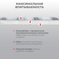 Насадки МОП для швабры липучка, КОМПЛЕКТ 2 шт., плотная микрофибра, 38х12,5 см, LAIMA, 609148 - фото 4