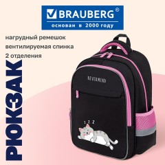 Рюкзак BRAUBERG FAVOUR, 2 отделения, 3 кармана, "Сонный котик", 40х29х15 см, 272058 - фото 8