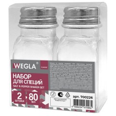 Набор для специй 2х80 мл, CLASSIC, солонка + перечница, стекло/сталь, WEGLA (ВЕГЛА), 700226 - фото 3