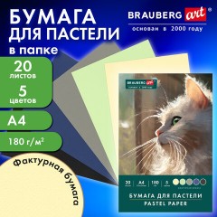 Бумага для пастели А4 в папке, 20 листов, 5 цветов, 180 г/м2, BRAUBERG ART CLASSIC, 116345 - фото 8