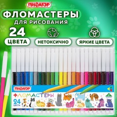 Фломастеры ПИФАГОР "ВЕСЕЛЫЕ ПИТОМЦЫ", 24 цвета, невентилируемый колпачок, 152454 Фломастеры ПИФАГОР "ВЕСЕЛЫЕ ПИТОМЦЫ", 24 цвета, невентилируемый колпачок, 152454 - фото 7