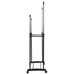 Вешалка для плечиков двухъярусная BOOMHOUSE (БУМХАУС) GR-003 (900-1600x800x400 мм), пластик/металл, черный/хром, 701438 - фото 5