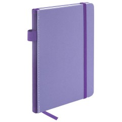 Блокнот А5 135x212 мм BRAUBERG "Edge", под кожу, резинка, держатель, 80 л., клетка, сиреневый, 117150