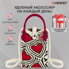 Сумочка-органайзер повседневная HEIKKI KNIT (ХЕЙКИ) кросс боди, вязаная, 17х12х5 см, "Red and black", 273796 - фото 13