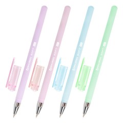 Ручки шариковые BRAUBERG "SOFT PASTEL", НАБОР 4 ШТУКИ, СИНИЕ, SOFT TOUCH покрытие, узел 0,7 мм, линия письма 0,35 мм, 144400 - фото 13