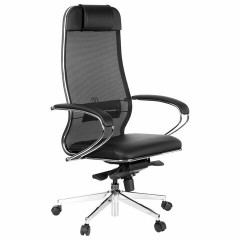 Кресло офисное МЕТТА "SAMURAI" Comfort S, хром, сиденье мягкое, ткань-сетка/экокожа, черное Кресло офисное МЕТТА "SAMURAI" Comfort S, хром, сиденье мягкое, ткань-сетка/экокожа, черное - фото 2