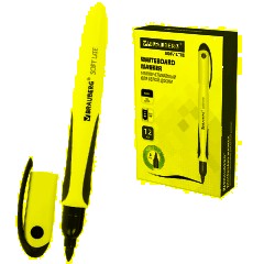 Маркер стираемый для белой доски ЧЕРНЫЙ, BRAUBERG "SOFT LITE", 3 мм, резиновая вставка, 152103