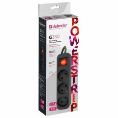 Удлинитель сетевой DEFENDER G330, 3 розетки, c заземлением, выключатель, 10А, длина 3 м, черный, 99334 Удлинитель сетевой DEFENDER G330, 3 розетки, c заземлением, выключатель, 10А, длина 3 м, черный, 99334 - фото 6