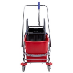 Тележка уборочная BRABIX, 2 съемных ведра 25 л, механический отжим, металлический каркас, 601499 - фото 5