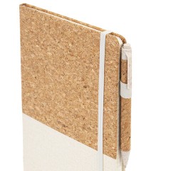 Блокнот в наборе с ручкой А5, 145х213 мм, BRAUBERG "Cork", под кожу, ЭКО обложка, 80 листов, бежевый, 116864 - фото 6