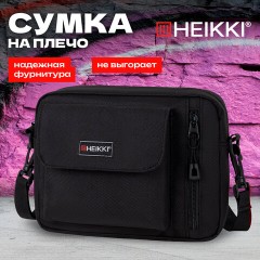 Сумка на плечо HEIKKI ATOM (ХЕЙКИ) два кармана, черная, 17х22х6 см, 272633 - фото 11
