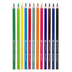 Карандаши цветные акварельные BRAUBERG PREMIUM AQUARELLE, 12 цветов, трехгранные, утолщенный грифель 4 мм, натуральное дерево, 181671 - фото 3